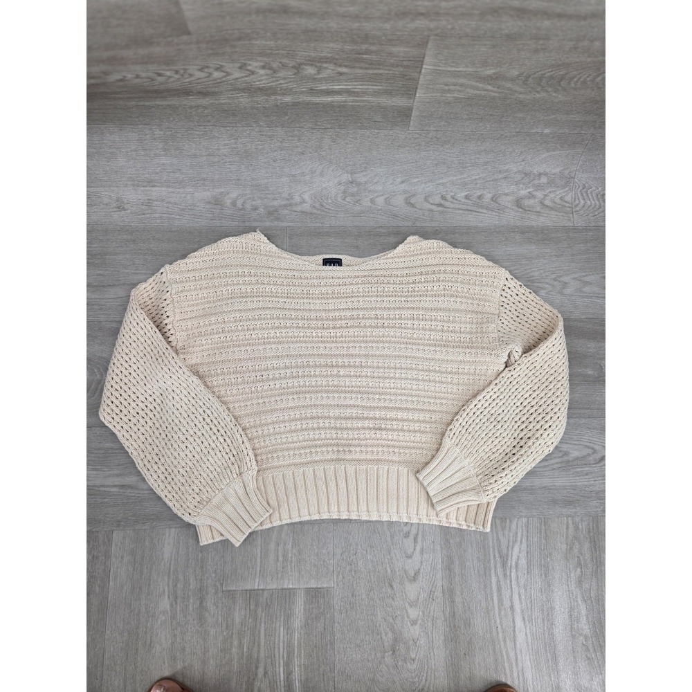 Gap Women's Cable Knit Sweater Medium Cream Beige Oversized Cozy Pullover